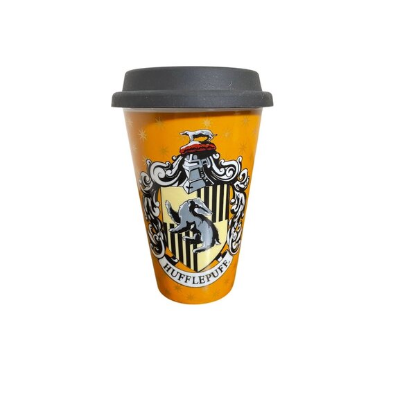 Pottery Barn Harry Potter Hufflepuff Travel Mug With Silicone Lid 10-12oz - Picture 1 of 8